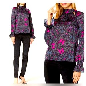 Ted Baker London Pink and Blue Butterfly Blouse